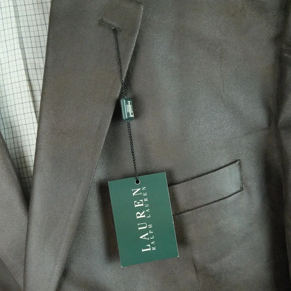 Lauren Ralph Lauren Mens Brown Faux Suede Blazer Sport Coat 56R Jacket Preppy